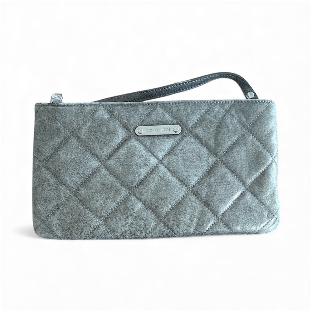 Calvin Klein Silver Quilted Wristlet